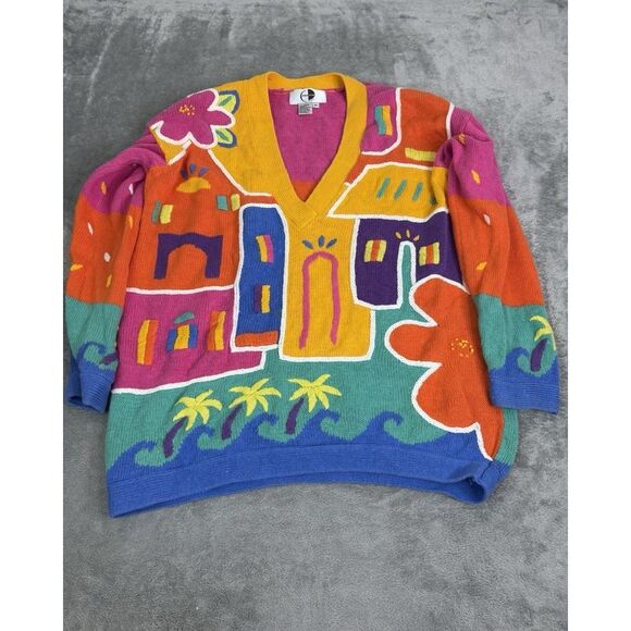 Vintage 90s Knit Pullover Sweater Women's Size Medium Pink - Picture 1 of 9